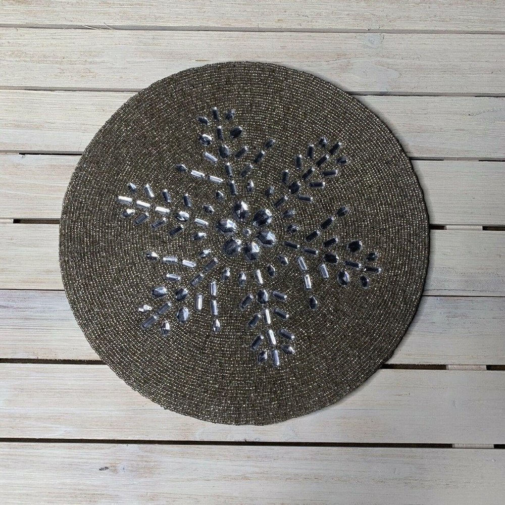 Nicole Miller Home 15″ Beaded Charger Plac…